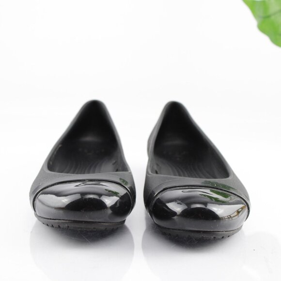 CROCS Womens Cap Toe Ballet Flat Size 5 Black Slip On Shoe Water Resistant Comfy - Picture 4 of 12